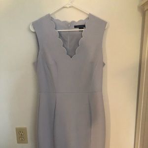 Powder blue Sheath dress with scallop neckline